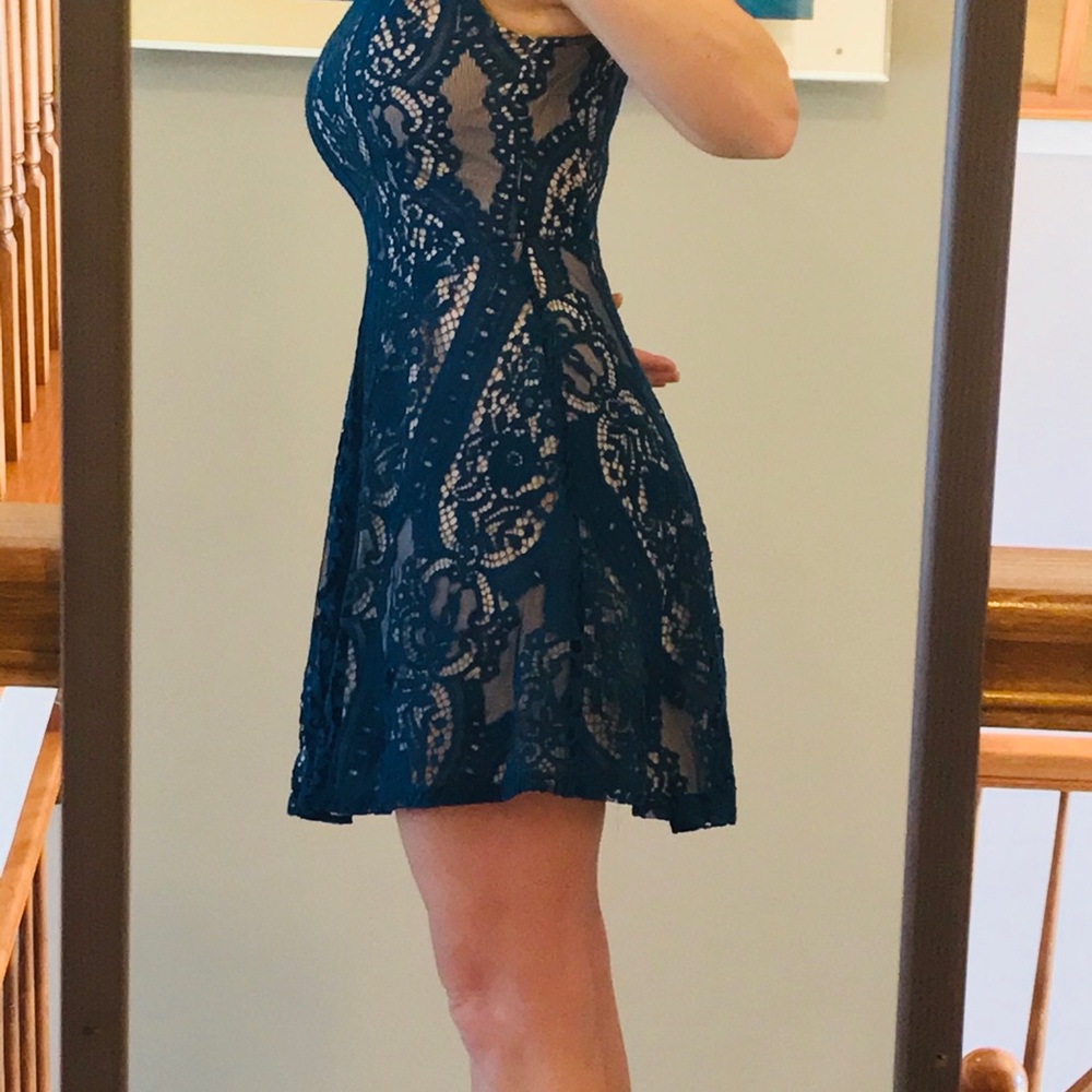Charlotte Russe - Medium - Blue/nude lace dress